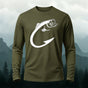 Fun Fish Hook Print Casual Long-Sleeve Cotton T-Shirt
