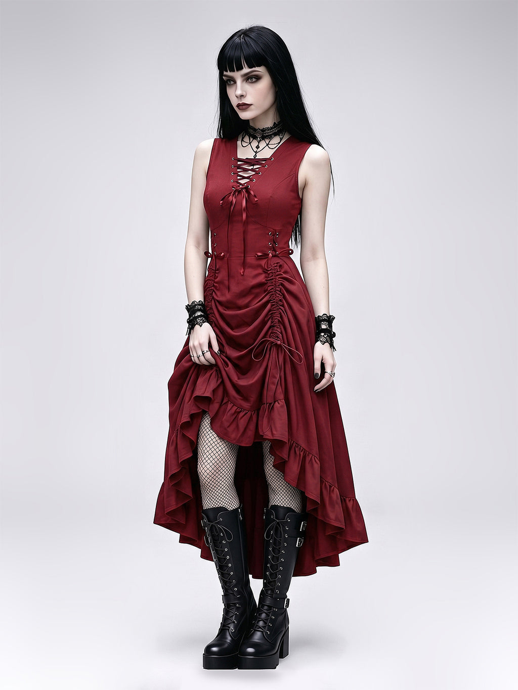 Vintage Layered High-Waisted Dress