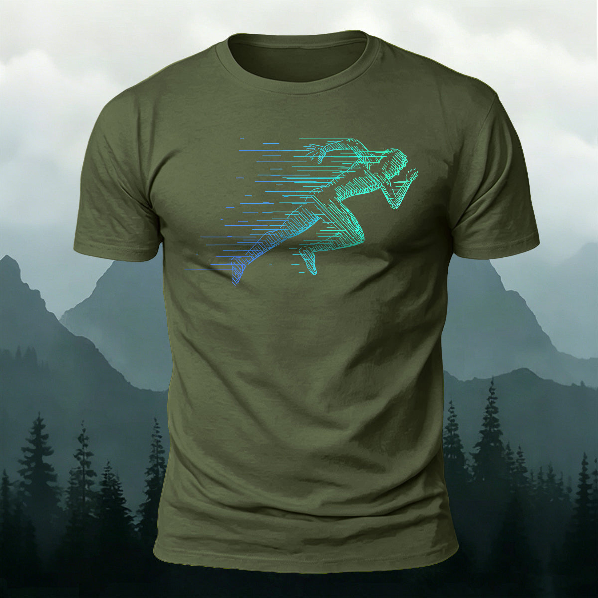 Simple Rapid Running Print Casual Breathable T-Shirt