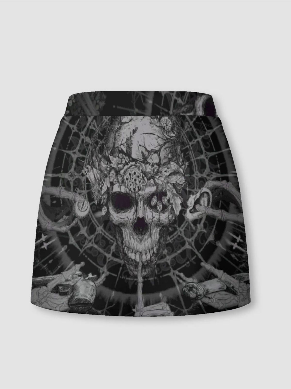 Retro Skull-Print Cropped Skirt-pants