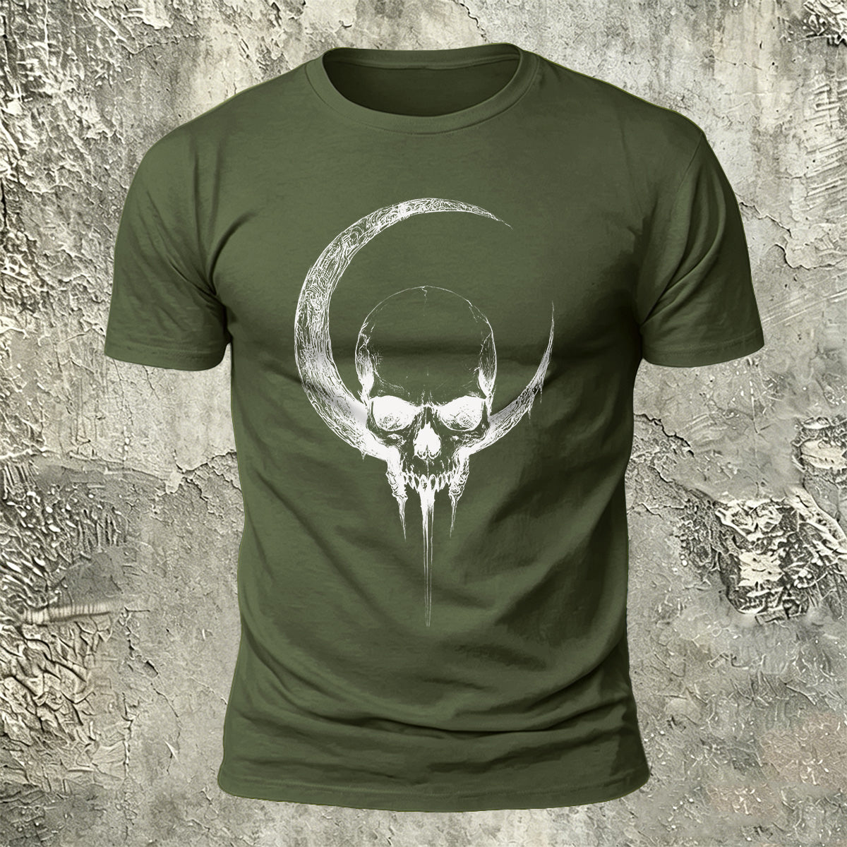 Moon Skull Print Casual 100% Cotton T-Shirt