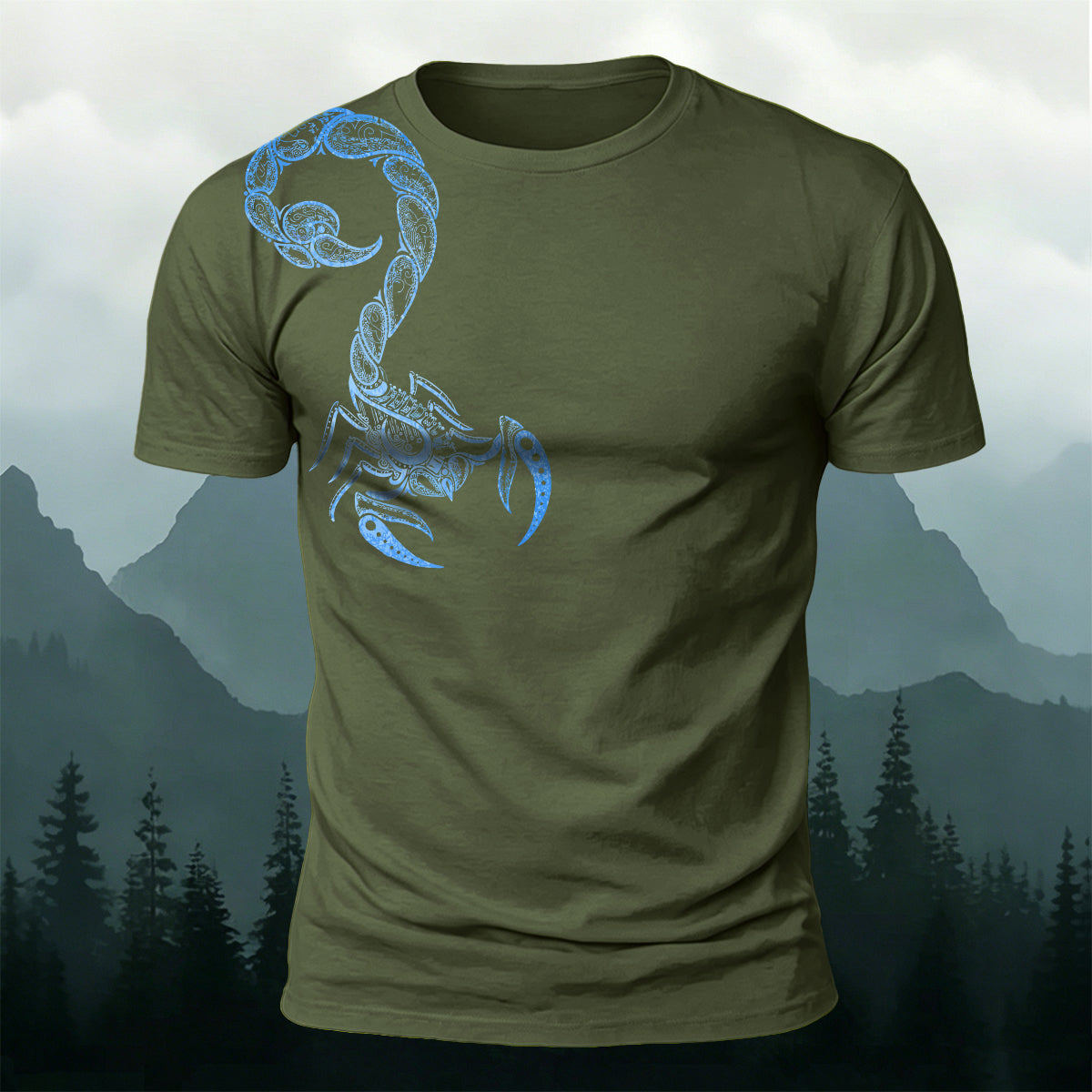 Scorpion Viking Mythology Print Casual Cotton T-Shirt