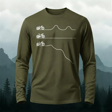Outdoor Cycling Road Print Casual Long-Sleeve 100% Cotton T-Shirt