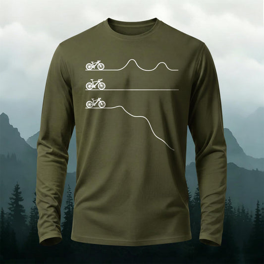 Outdoor Cycling Road Print Casual Long-Sleeve 100% Cotton T-Shirt