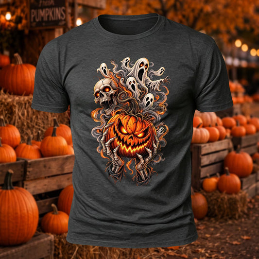 Halloween Jack-O'-Lantern Printed Short Sleeve T-Shirt
