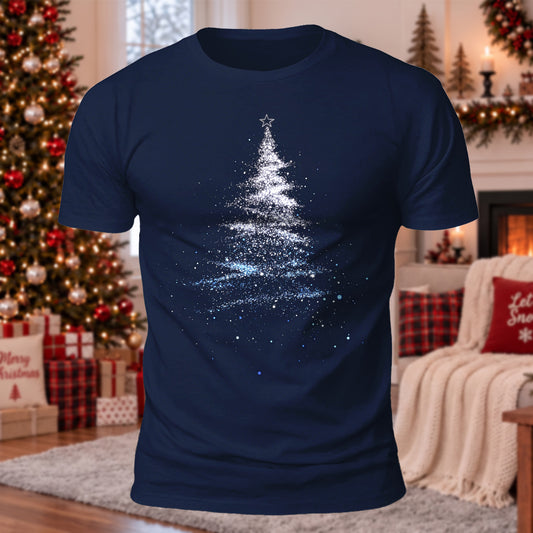 DTG Glitter Christmas Tree Printed Short Sleeve T-Shirt
