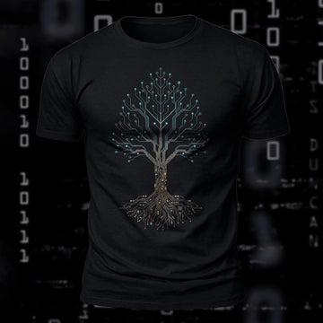 DTG Digital Circuit Tree Printed Short Sleeve T-Shirt