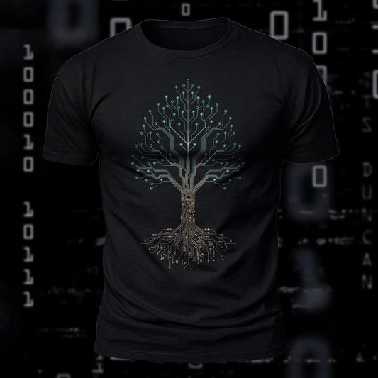 DTG Digital Circuit Tree Printed Short Sleeve T-Shirt