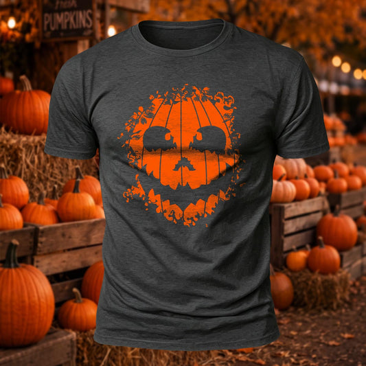 Pumpkin Face Printed Short Sleeve T-Shirt