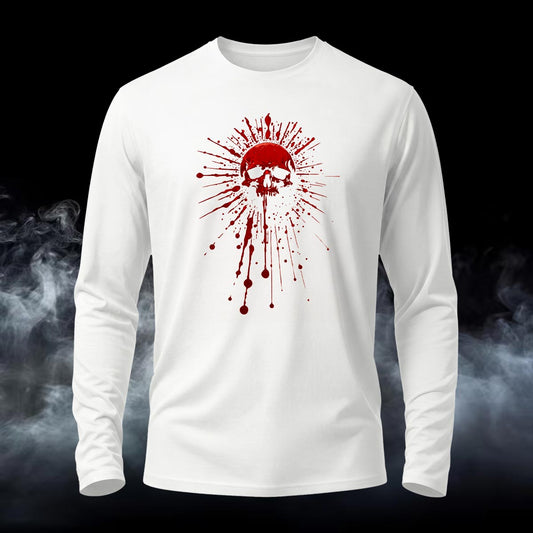 DTG Bloody Skull Printed Long Sleeve T-Shirt
