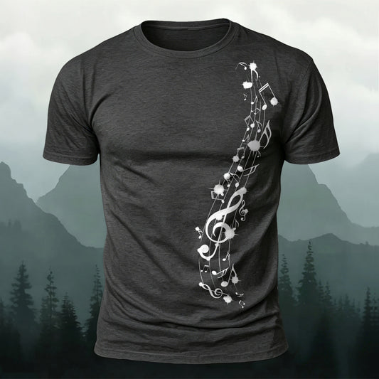 Musical Staff Wave Printed Short Sleeve T-Shirt