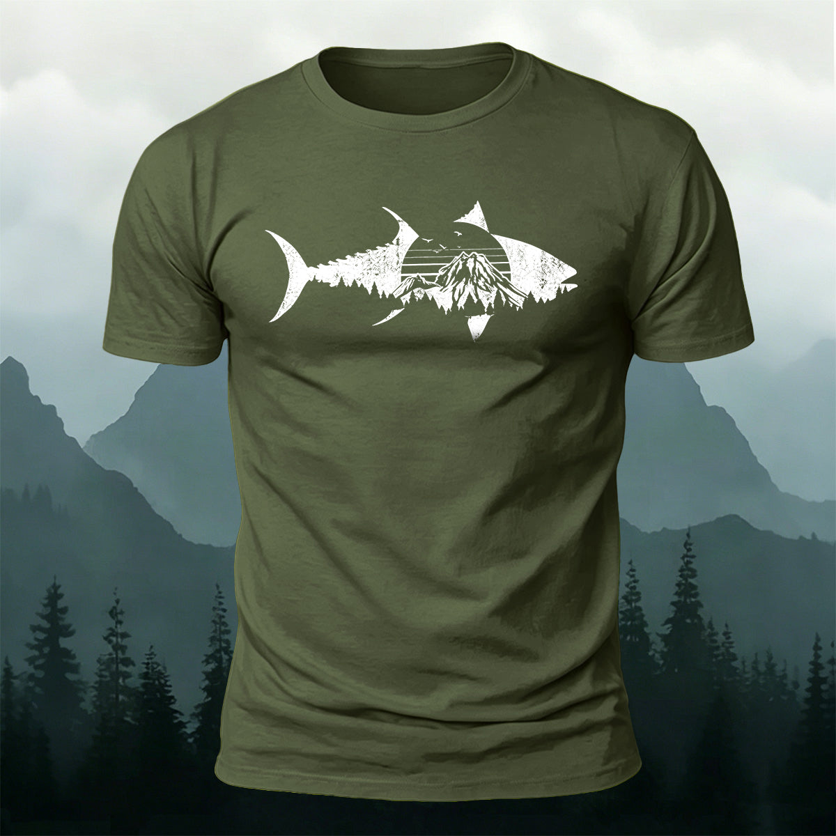 Minimalist Fish Outdoor Casual Breathable Tee