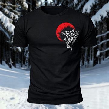 DTG Bloody Moon Wolf Printed Short Sleeve T-Shirt