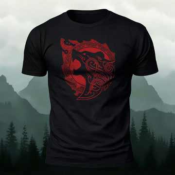 Viking Roaring Bear Totem Printed Short Sleeve T-Shirt