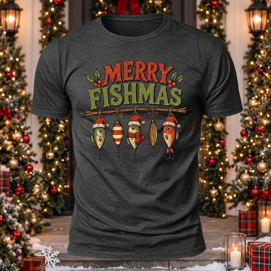 Merry Fishmas Bait Printed Short Sleeve T-Shirt