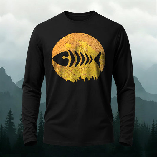 Herringbone Pattern Casual Long-Sleeve 100% Cotton T-Shirt