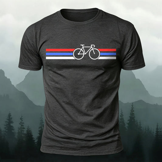 Bicycle With Colorblock Printed Short Sleeve T-Shirt