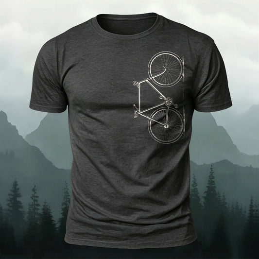 Vintage Bicycle Artwork Printed Short Sleeve T-Shirt