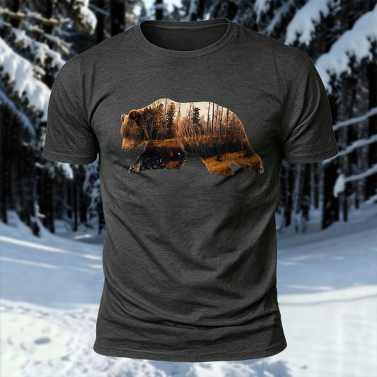 Brown Bear Printed Short Sleeve T-Shirt