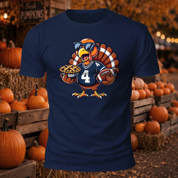 Pie Football Turkey Printed Short Sleeve T-Shirt