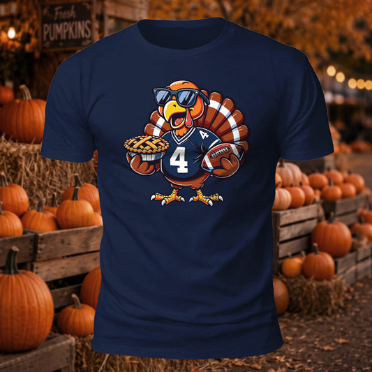 Pie Football Turkey Printed Short Sleeve T-Shirt