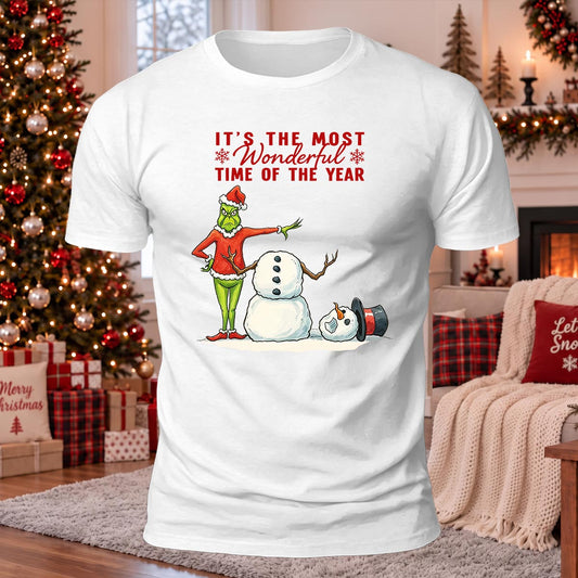 Most Wonderful Time Of The Year Printed Casual Short Sleeve T-Shirt