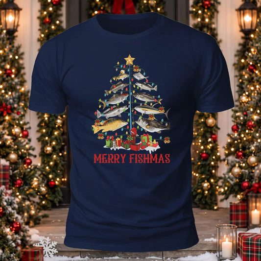 Merry Fishmas Printed Short Sleeve T-Shirt