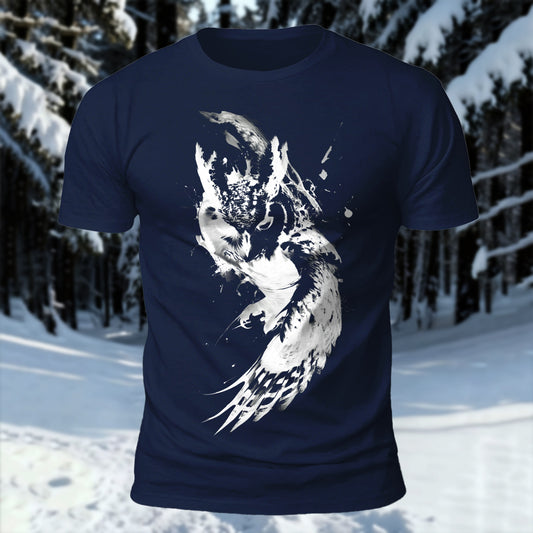 DTG Flying Owl Printed Short Sleeve T-Shirt