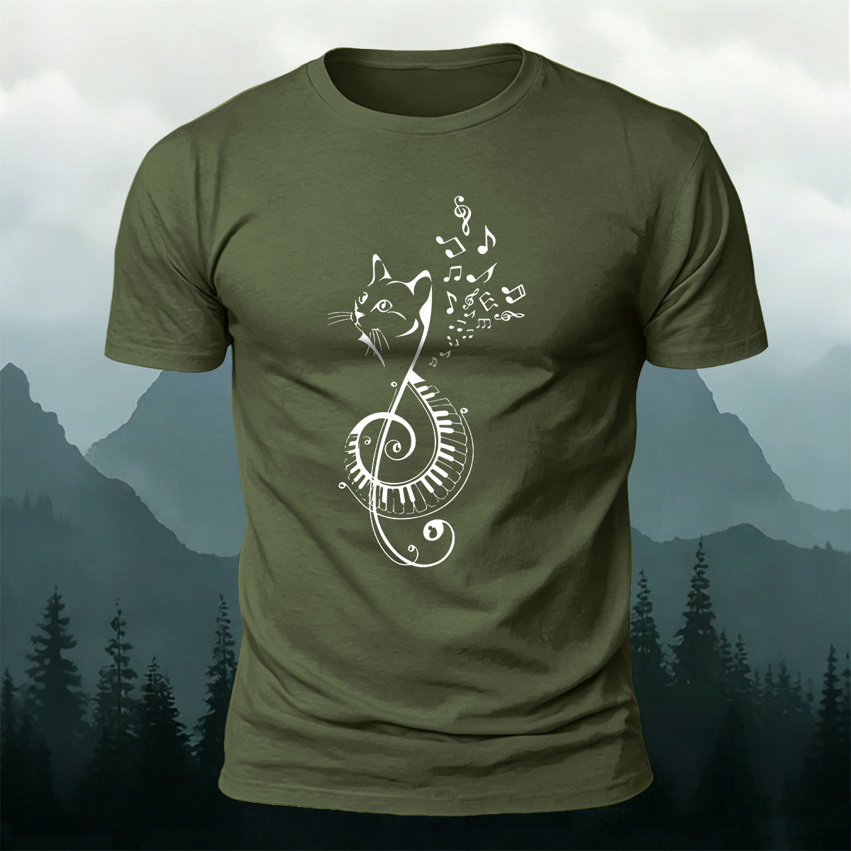 Cotton Cute Cat Music Note Versatile T-Shirt