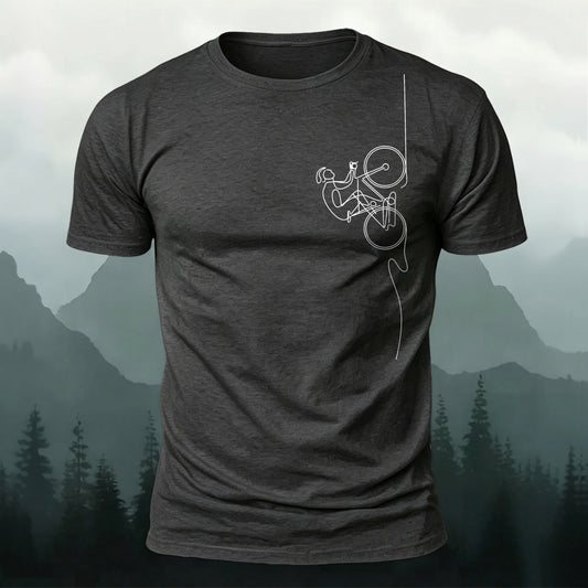 Cyclist Line Art Printed Short Sleeve T-Shirt