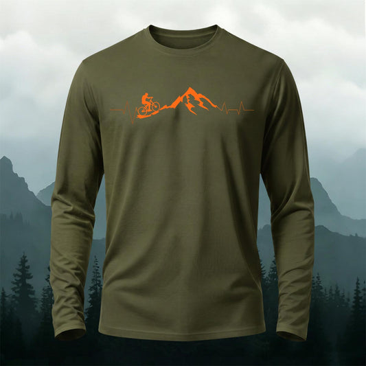 Cycling Challenge Print Casual Long-Sleeve Cotton Tee