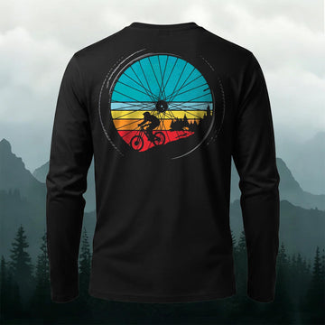 Cycling Wheel Pattern Outdoor Breathable Casual Long-Sleeve Cotton Tee