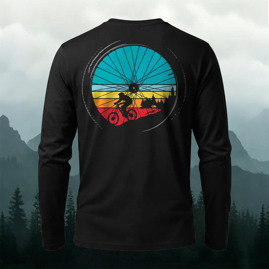 Cycling Wheel Pattern Outdoor Breathable Casual Long-Sleeve Cotton Tee