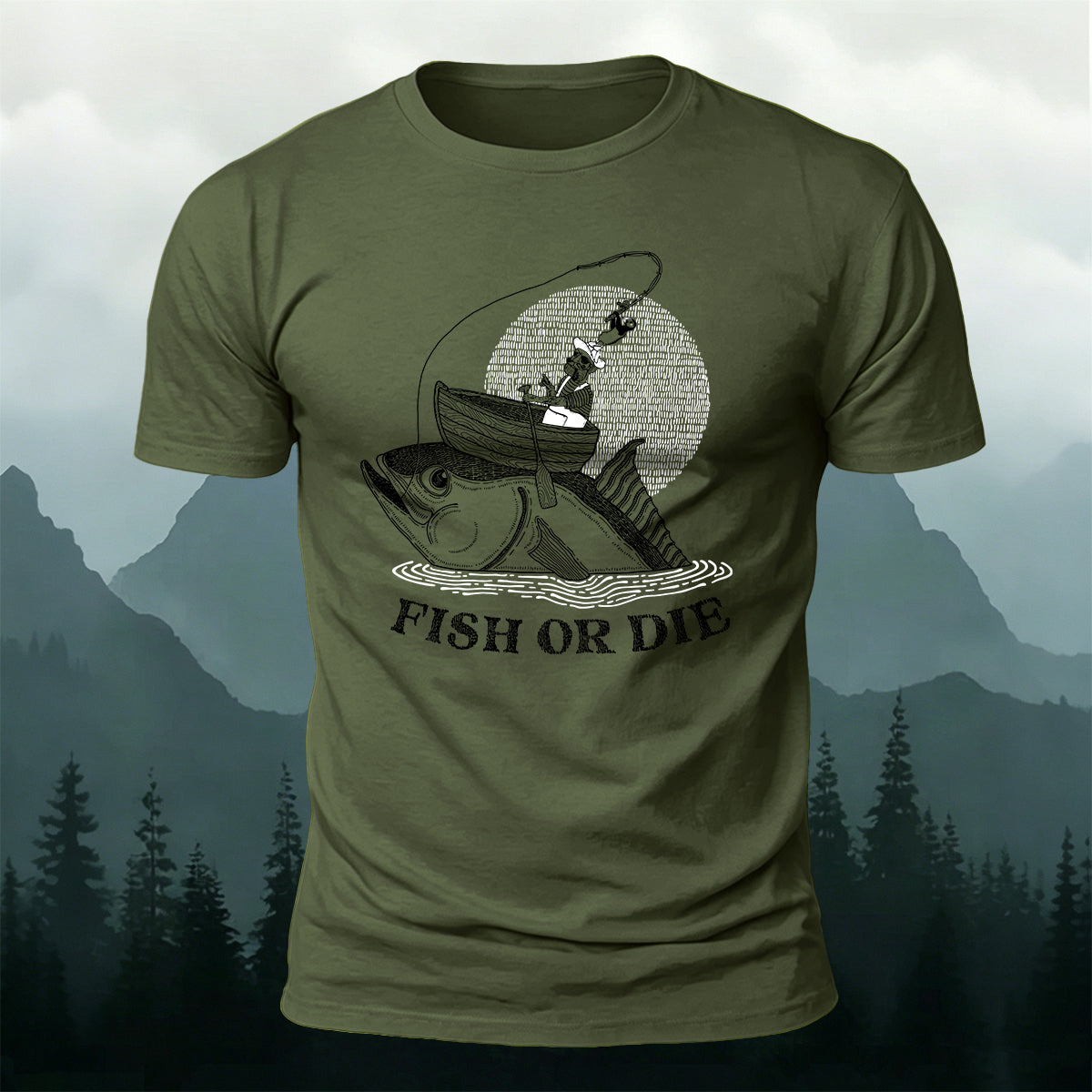 Fish Or Die Printed Casual Cotton T-Shirt
