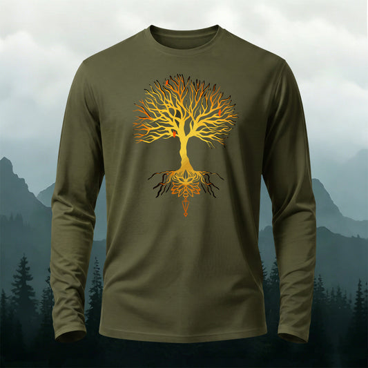 Glowing Tree Natural Print Long-Sleeve T-Shirt