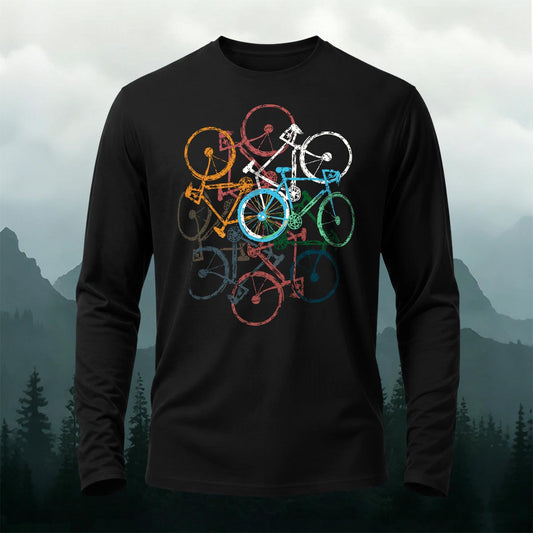 Colorful Bicycle Print Long-Sleeve T-Shirt