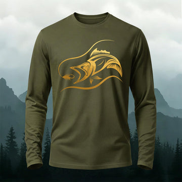 Fish Print on the Chest Pattern Style Long-Sleeve T-Shirt