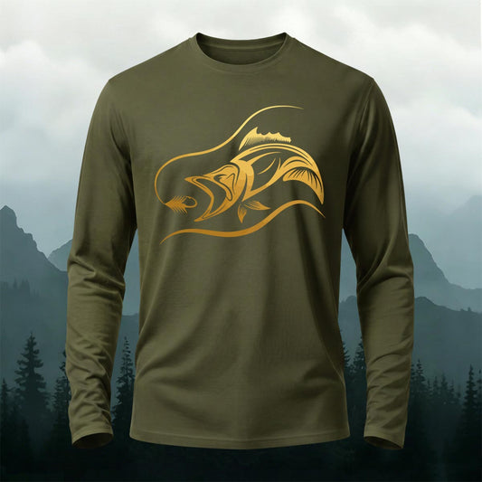 Fish Print on the Chest Pattern Style Long-Sleeve T-Shirt
