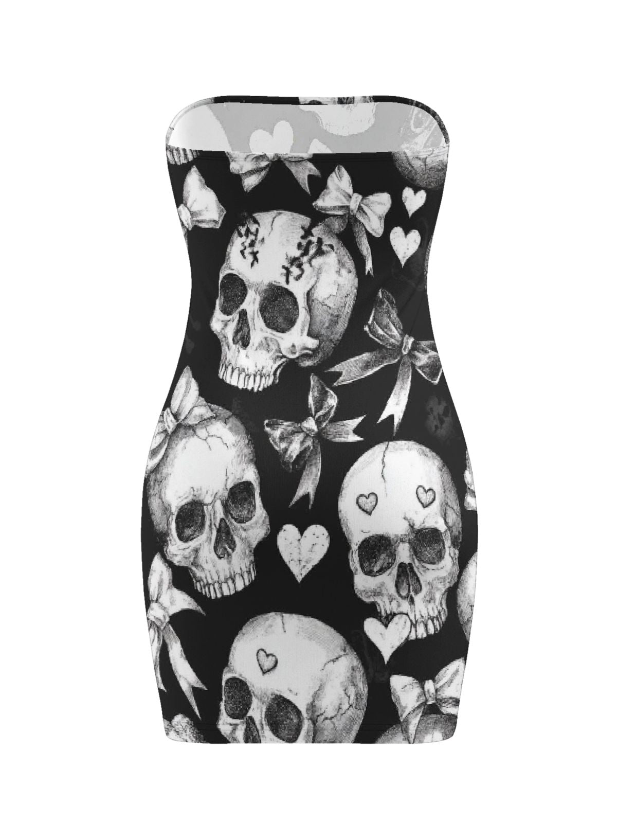 Fashionable Gothic Skeleton-Print Bodycon Dress