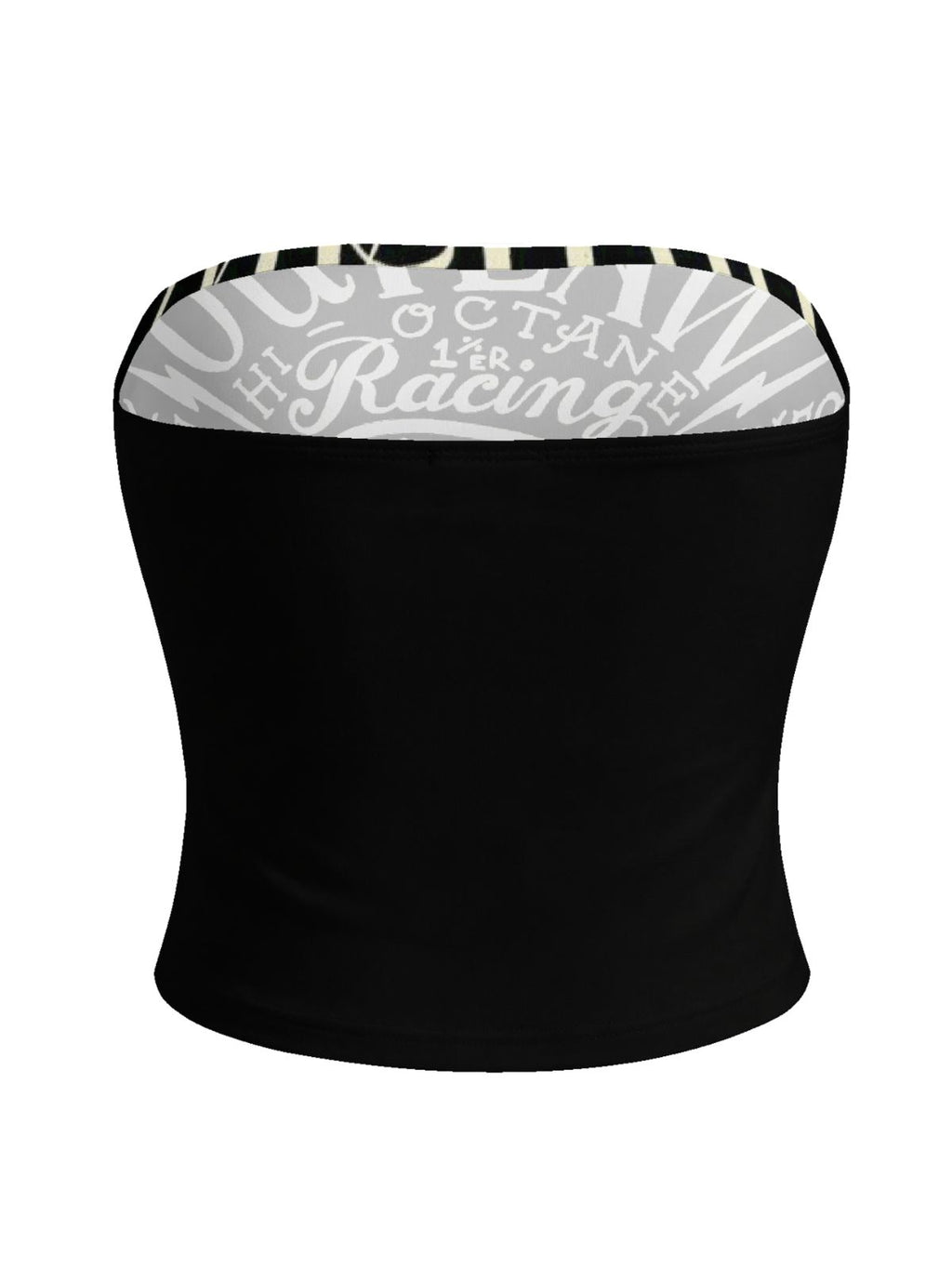 Gothic Skull-Print Strapless Bustier Top