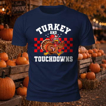 Turkey & Touch Downs Printed Short Sleeve T-Shirt