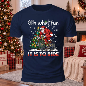 Fun To Ride Christmas Printed Casual Short Sleeve T-Shirt