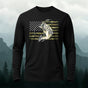 Vintage Fossil Fish Pattern Print Casual Long-Sleeve Cotton Tee