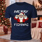 Merry Fishmas Santa Printed Casual Short Sleeve T-Shirt