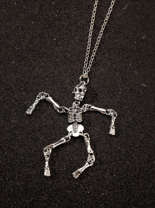 Gothic Dark Skeleton Pendant Necklace