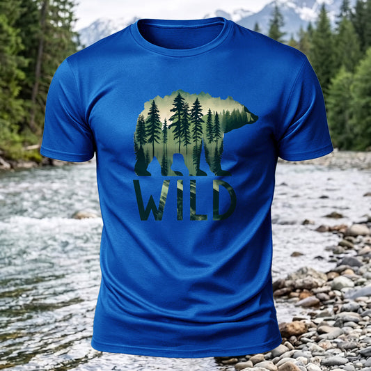 Wild Bear Printed Short Sleeve T-Shirt