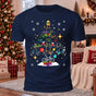 Snowy Bicycle Christmas Tree Printed Casual Short Sleeve T-Shirt