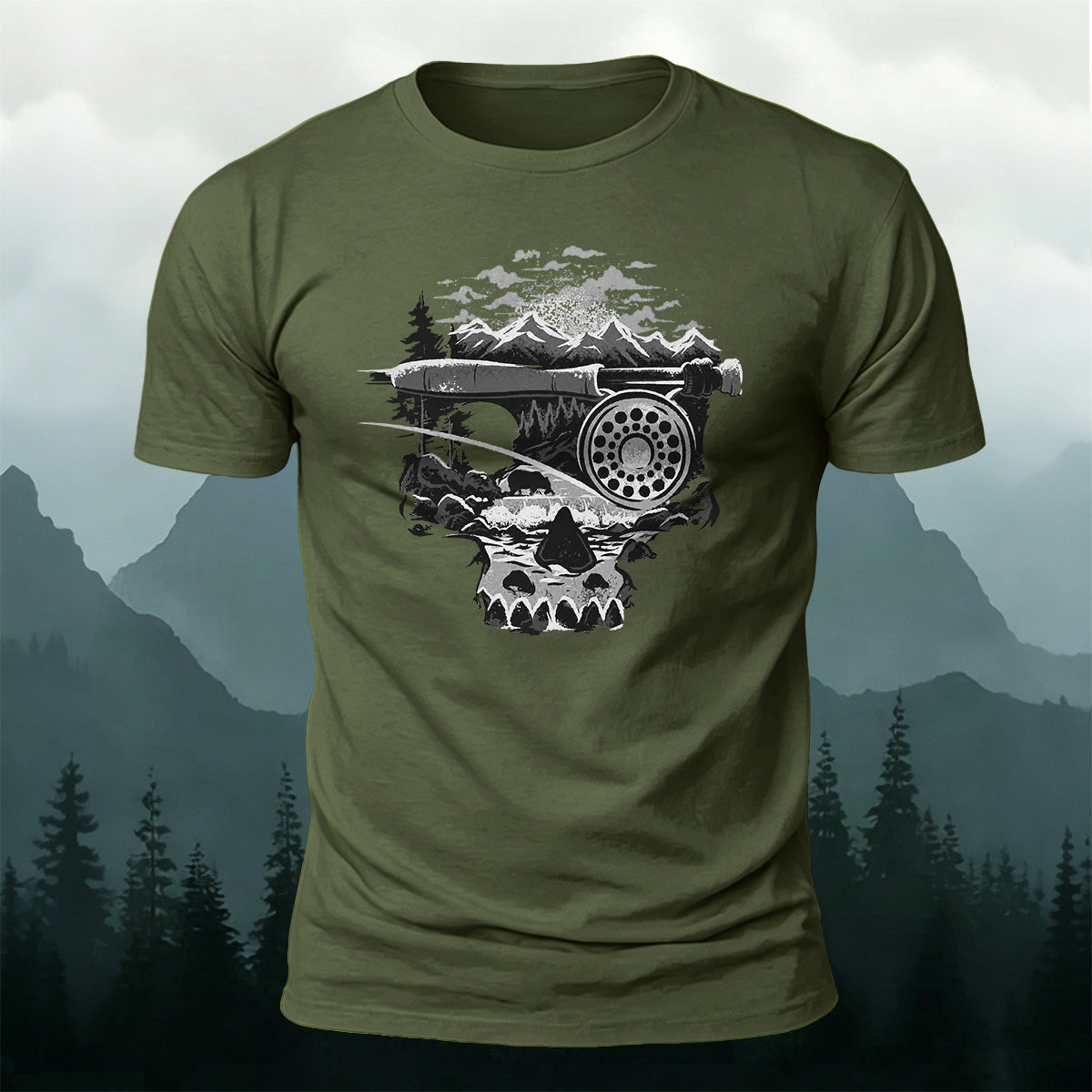 Nature-Inspired Art Print Casual Cotton T-Shirt
