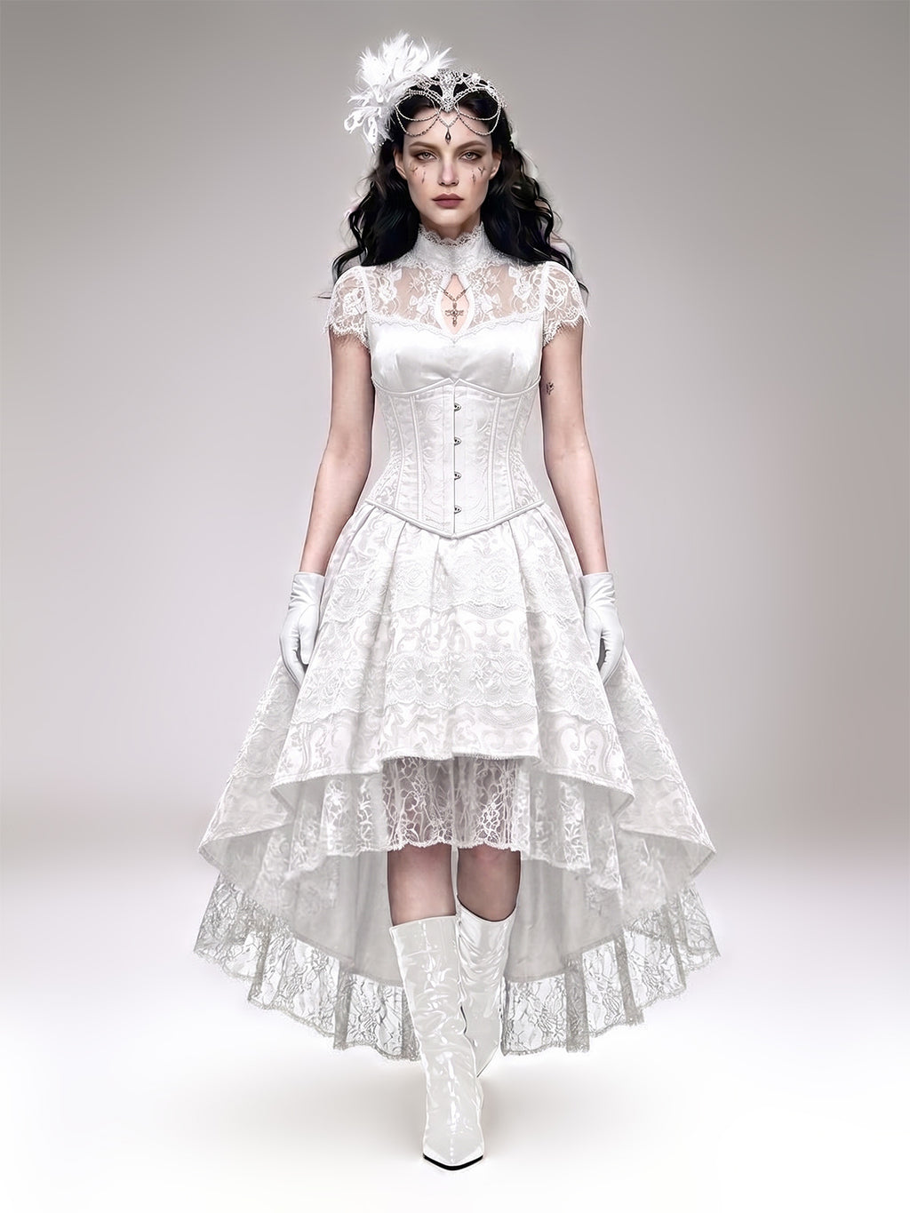 Women's Black Gothic-Style Heavy-Duty Lace Skirt