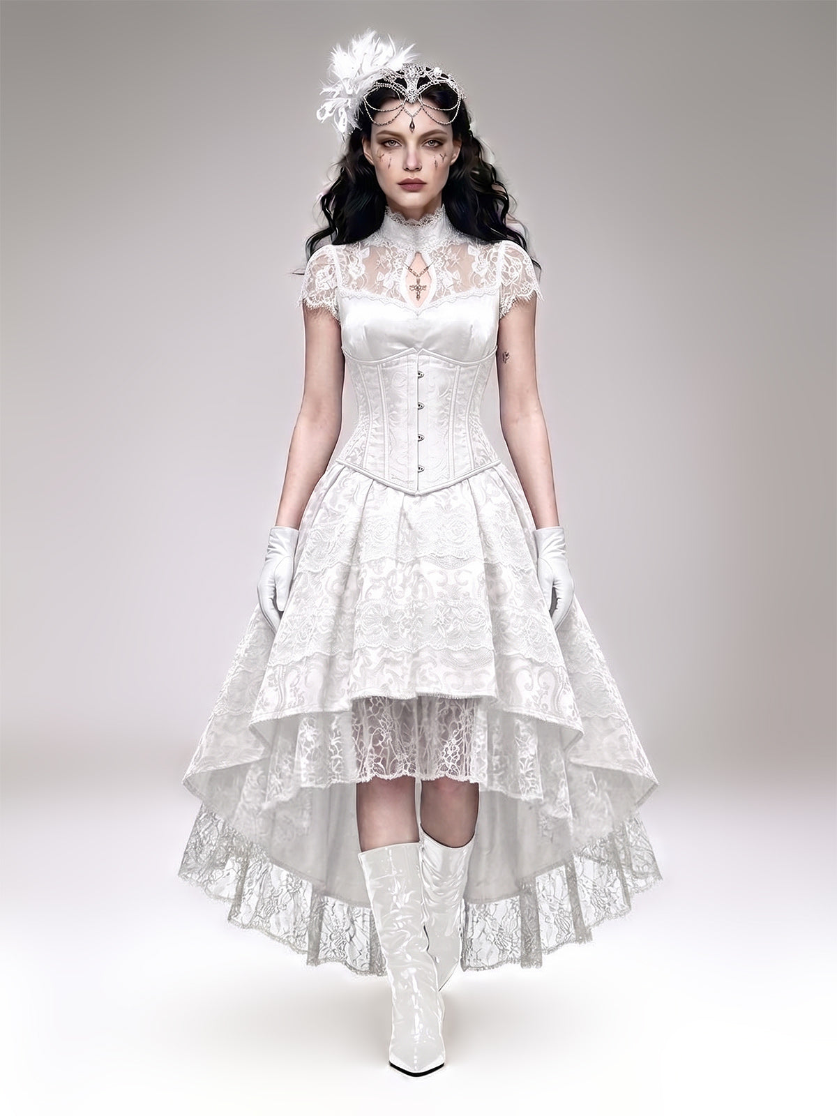 Women's Black Gothic-Style Heavy-Duty Lace Skirt